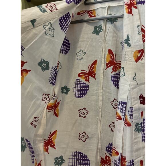 Women Kimono Robe White Butterfly Leaf Cotton Japanese Furisode Purple Red Green - Picture 2 of 8